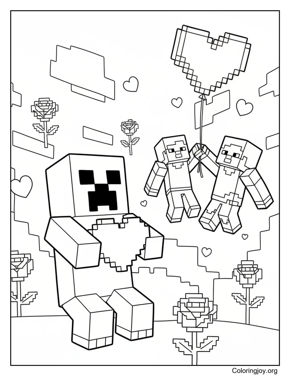 Mario stands proudly in a Valentine setting, with hearts gently floating nearby.