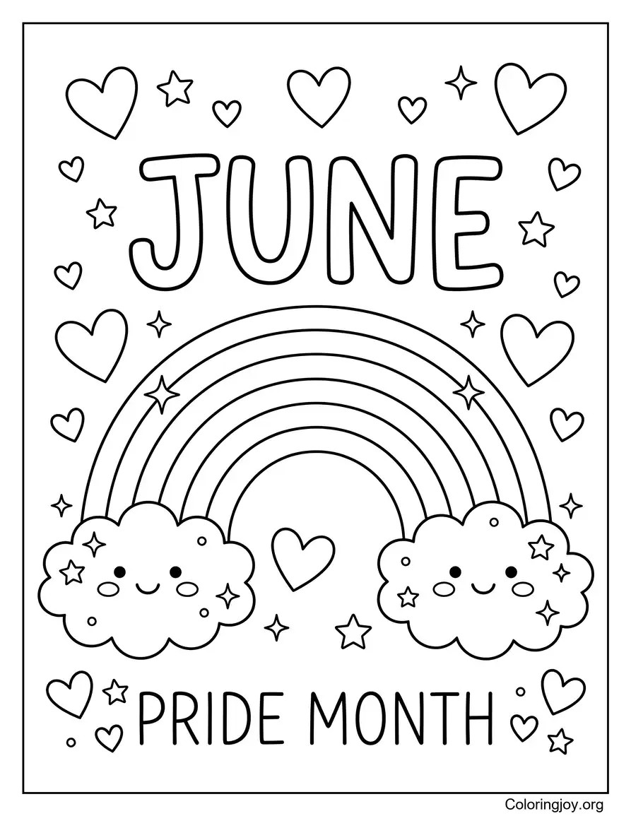 Pride Month Rainbow Coloring Page
