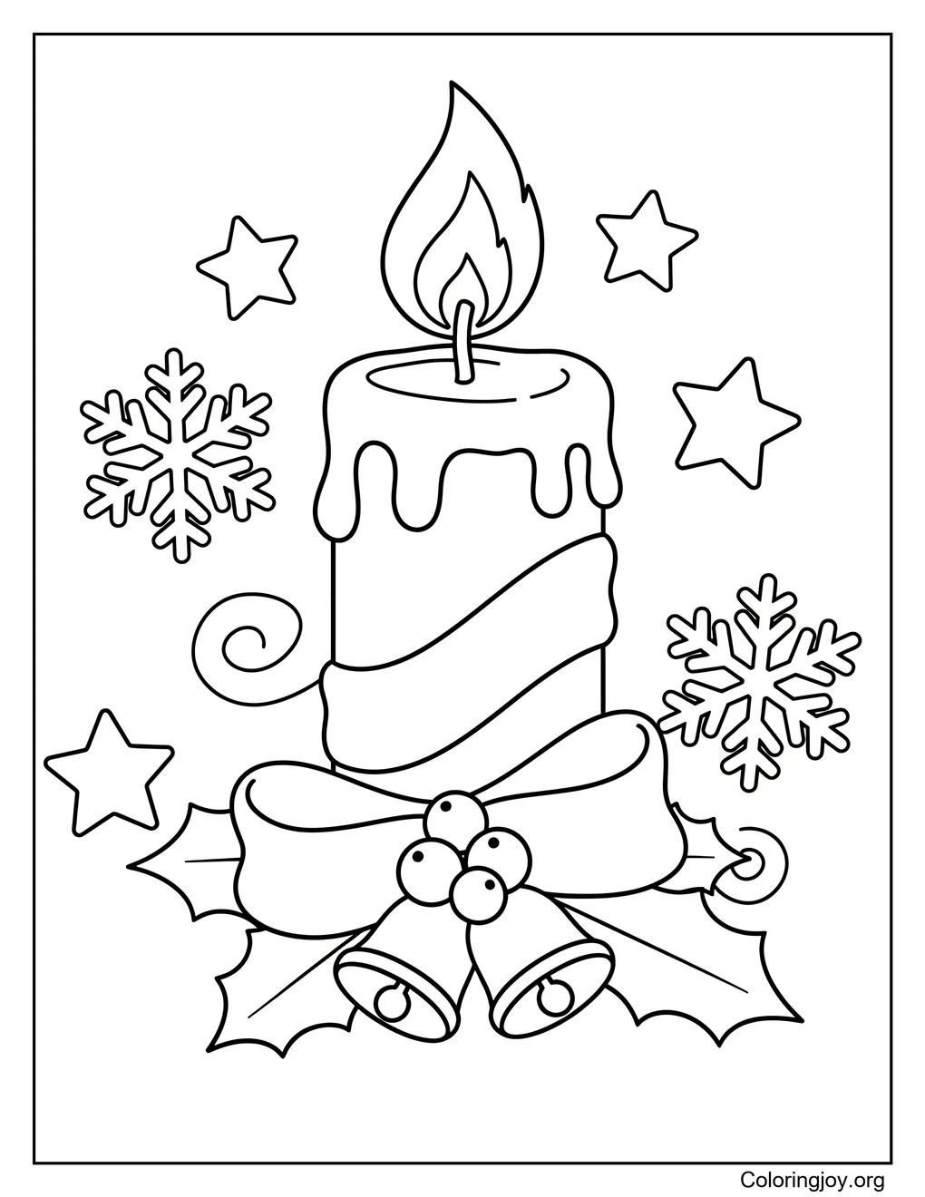 Christmas Candle Jingle Bells Coloring Page