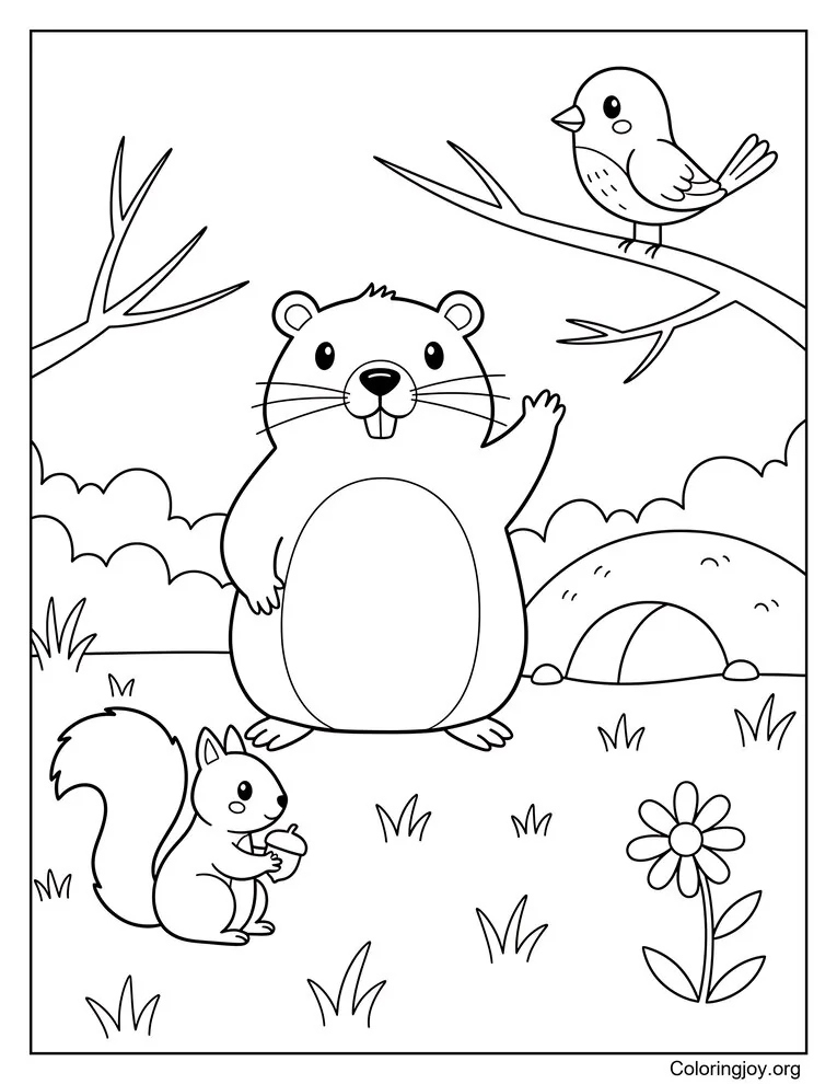 Friendly Groundhogs Morning Wave