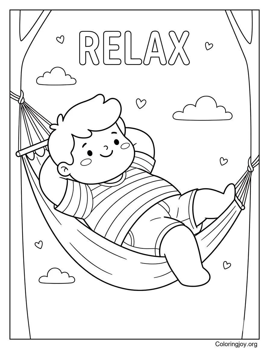 Relax at Hammock Peaceful Summer Coloring Page