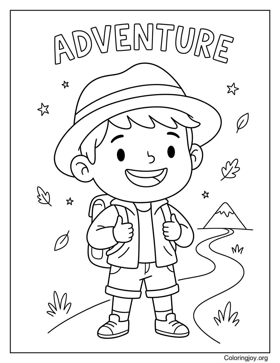Summer Adventure Moments Coloring Page Action Theme