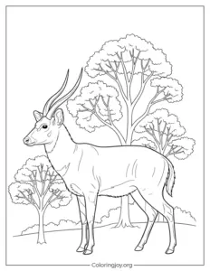 A Standing Saola in forest Printable