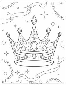 Big Jewel Crown Coloring Page for Kids