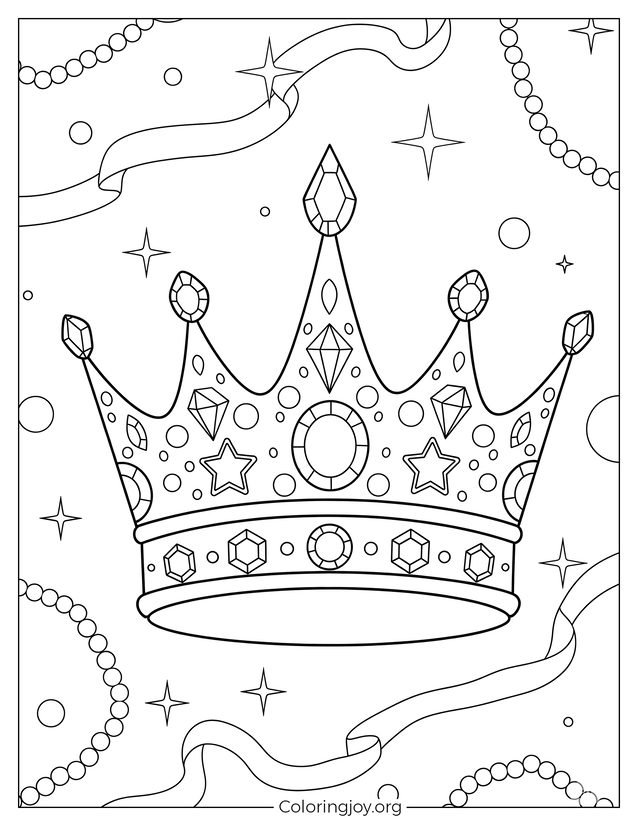 Big Jewel Crown Coloring Page for Kids