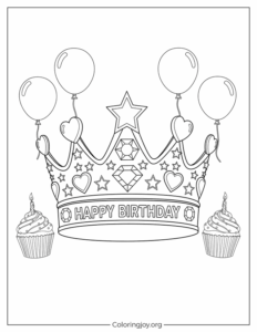 Birthday Crown Coloring Sheet Just for Kids