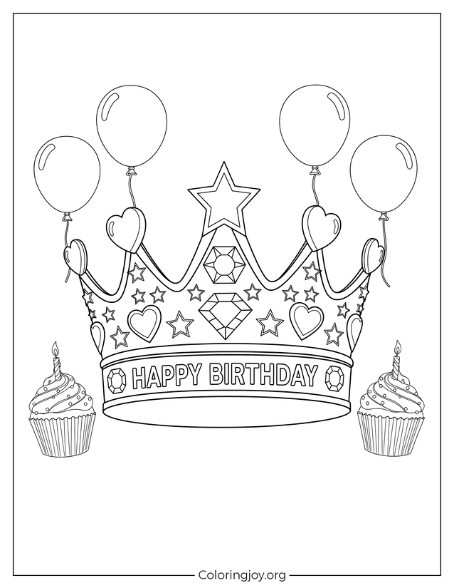 Birthday Crown Coloring Sheet Just for Kids