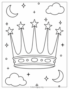 Celestial Crown Coloring Page for Children