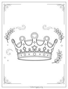 Classic Vintage Crown Coloring Sheet to Print