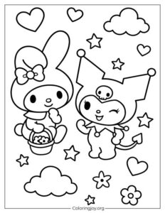 My Melody and Kuromi Kawaii Coloring Page