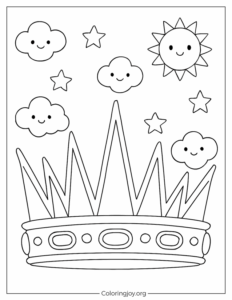 Coloring Sheet of Eastern Crown with Sunbeams