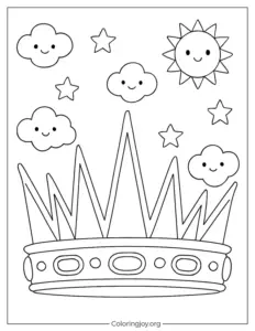 Coloring Sheet of Eastern Crown with Sunbeams