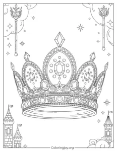 Elegant Queen Crown Coloring Sheet