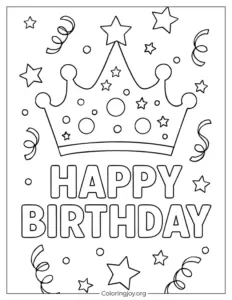 Kids’ Birthday Crown Coloring Picture