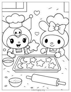 Kuromi & My Melody Baking Cookies – Free Printable