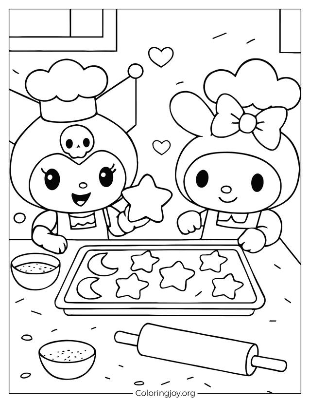 Kuromi & My Melody Baking Cookies – Free Printable