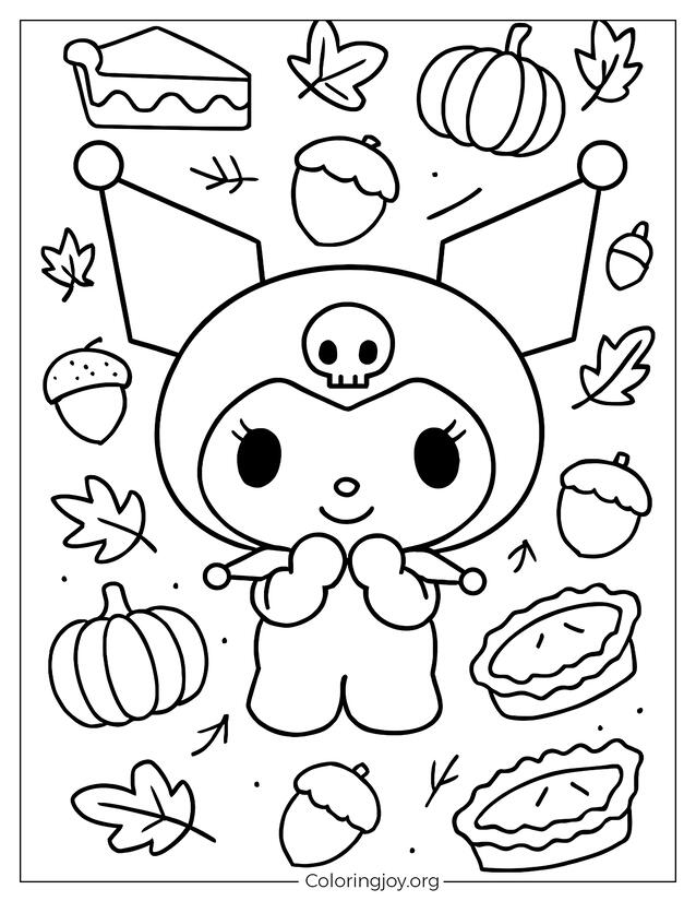 Kuromi’s Thanksgiving Coloring Page