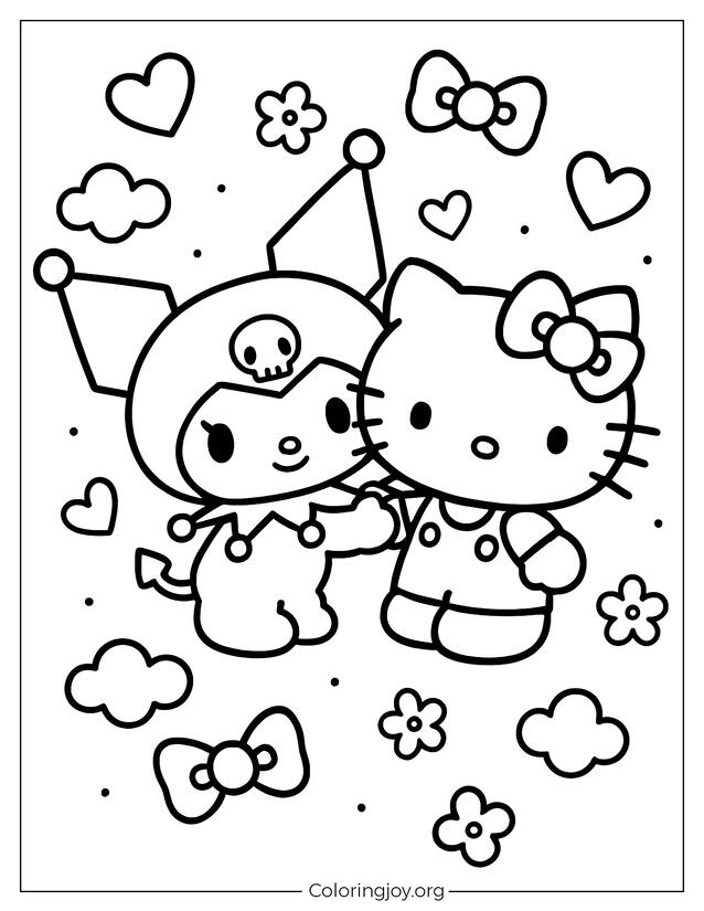 Kuromi and Hello Kitty Color Page