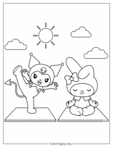 Kuromi’s Silly Yoga Stretch With My Melody Coloring Design for Kids