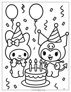 My Melody and Kuromi Birthday - Coloring sheet