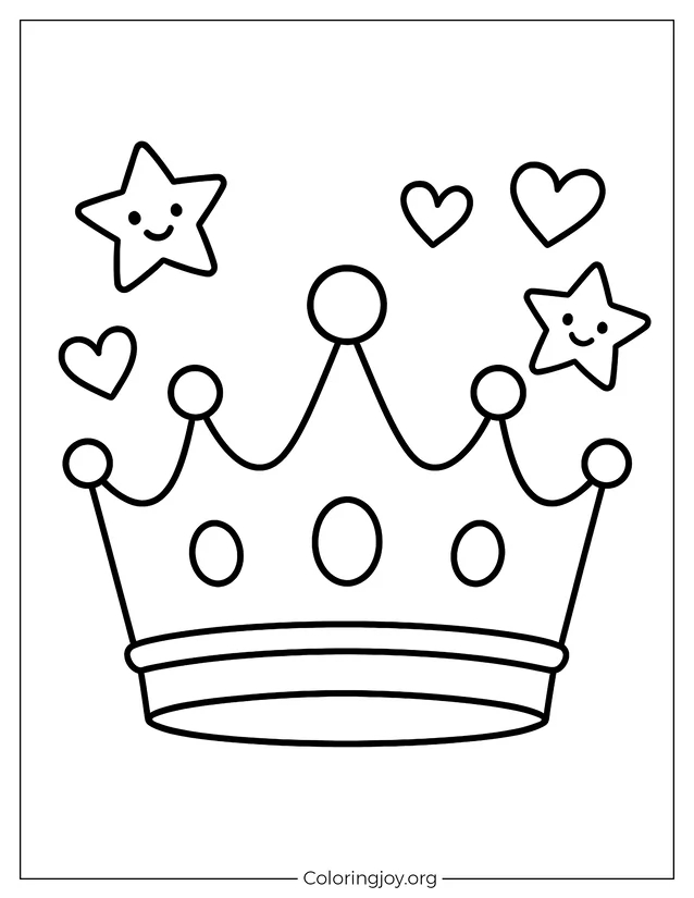 Easy-to-color royal crown design for preschoolers and beginners.