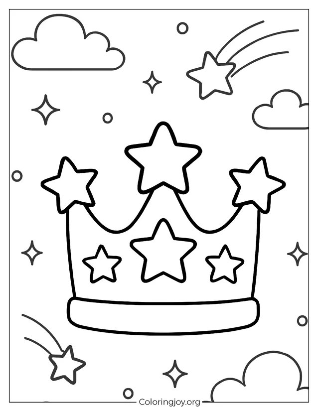 Corona con estrellas para diversión preescolar Fácil de imprimir