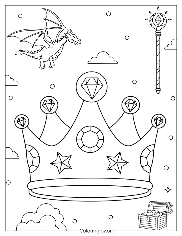 Hoja para colorear imprimible de la corona del príncipe para niños