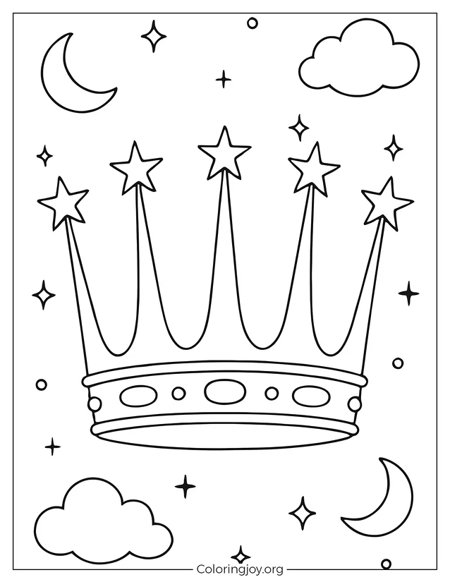 Página para colorear de la Corona Celestial para niños