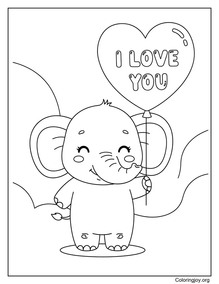 I Love You Elephant Balloon