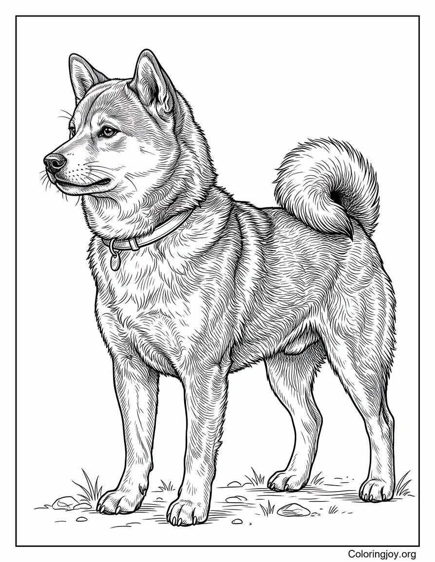 Realistic Side Profile Shiba Inu Coloring Page