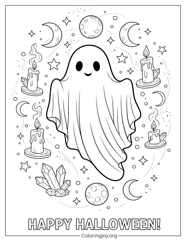 Aesthetic Ghost Coloring Pages