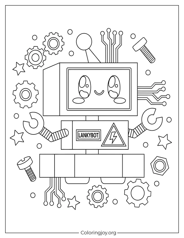 Cheerful LankyBot Robot Coloring Fun