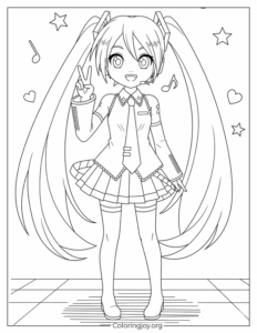 Coloring sheet of Hatsune Miku