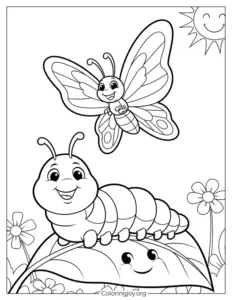 Cute Caterpillar and Butterfly