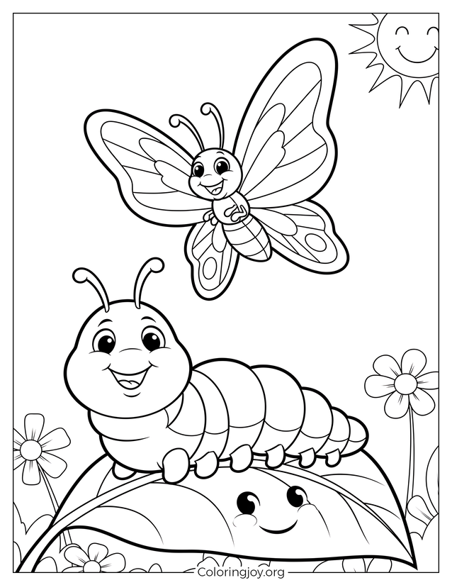 Cute Caterpillar and Butterfly