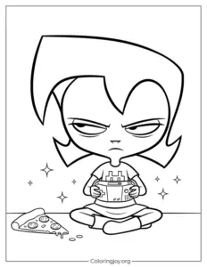 Cute Gaz Sitting With Pizza Slice To Color