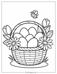Easy Spring Basket Coloring Sheet