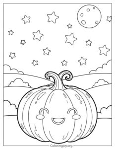 Easy to color Starry Night Pumpkin