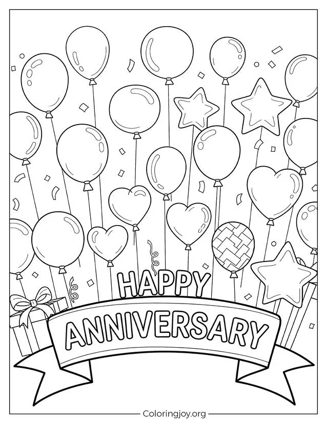 Festive Anniversary Coloring Page