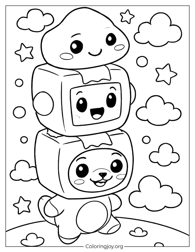 Foxy, Rocky, and Boxy Friendly Coloring page