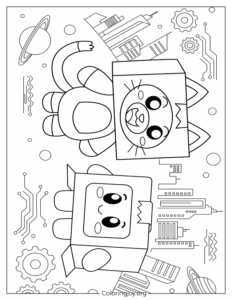 Futuristic Foxy and Boxy Coloring Sheet