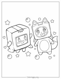 Foxy and Boxy LankyBox Coloring Page
