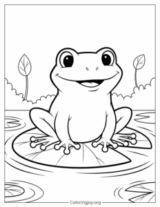 Frog on Lily Pad Coloring Sheet