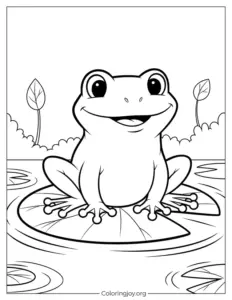 Frog on Lily Pad Coloring Sheet