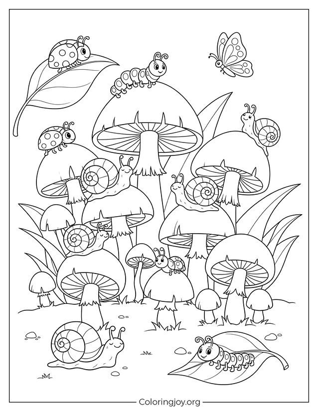 Fun Mushroom and Bug Scene