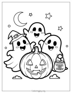 Ghost Trio with Pumpkin