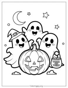 Ghost Trio with Pumpkin