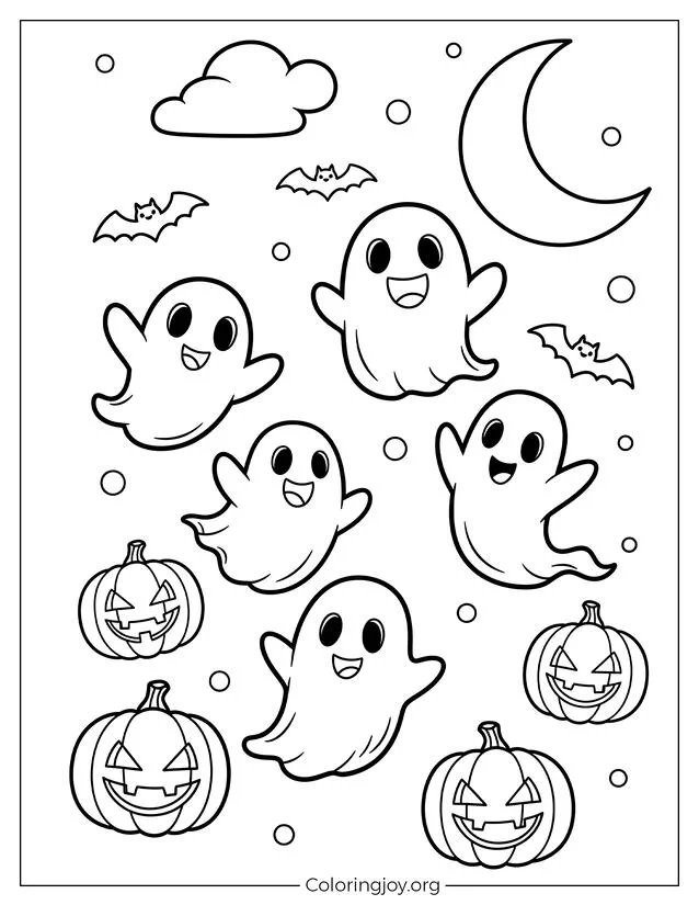 Ghostly Giggles Coloring Sheet