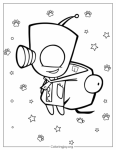 Gir in Floppy Dog Suit Coloring Page