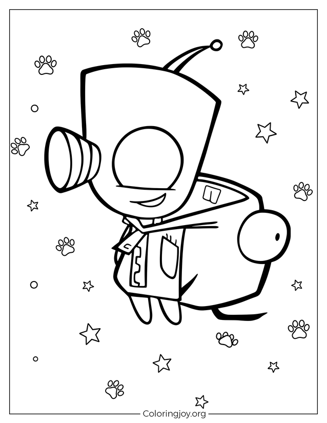 Gir in Floppy Dog Suit Coloring Page